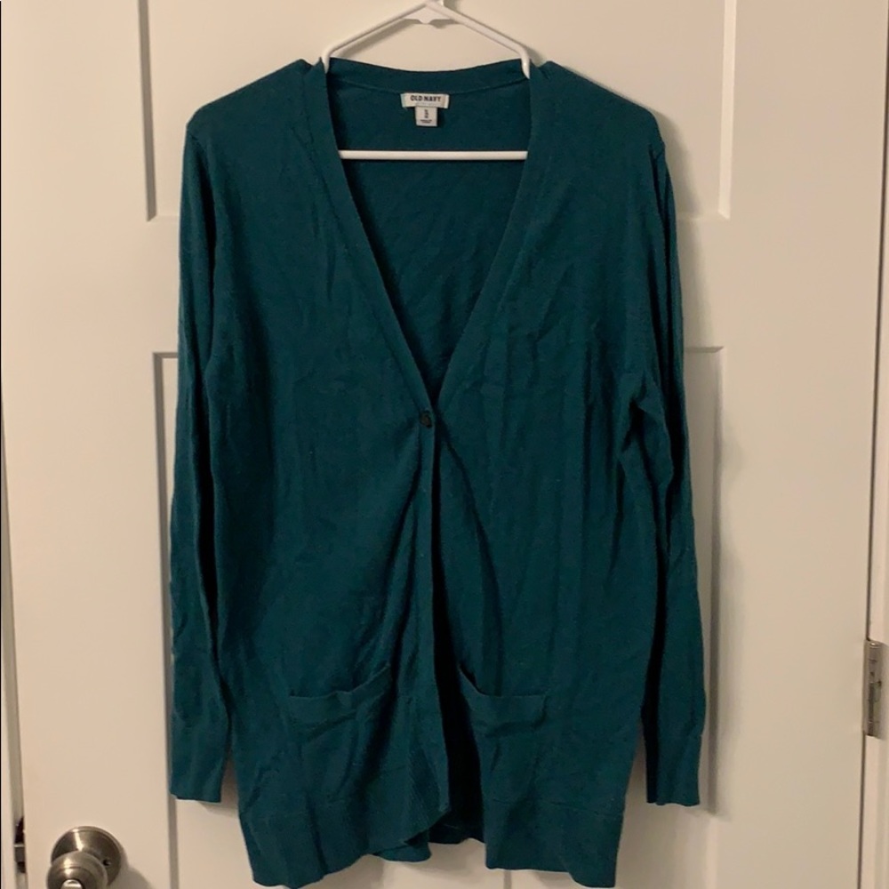 Teal long sleeve cardigan